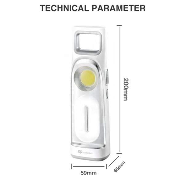 DP LED 2in1 Portable Rechargeable Emergency Light Torch DP-7155 / Chip-on-board LED - Image 3