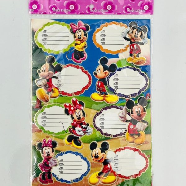 80 Pcs Large Quality Mickey Mouse Cartoon Design Name Sticker Card For Students & Kids School, Class Note Books