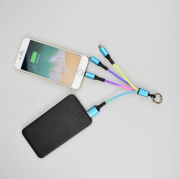 3 in 1 Charging Cable - USB Micro Type C Multi Key Chain Portable Power Bank Cable - Image 4