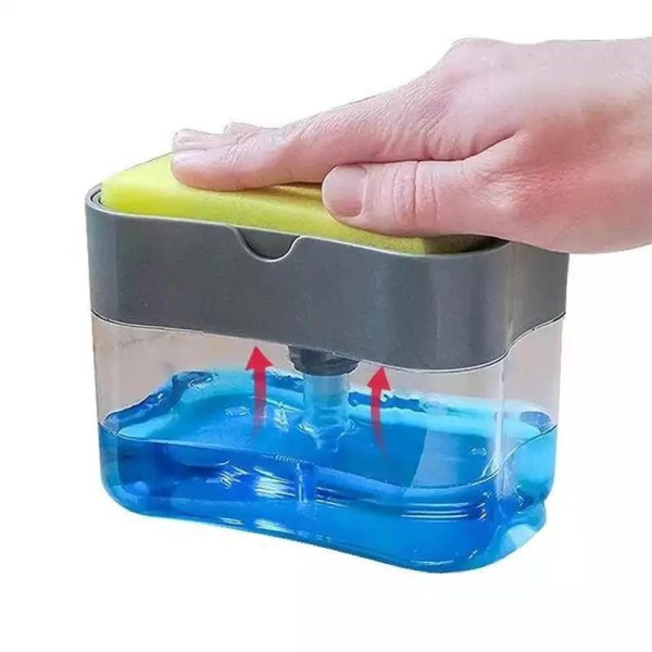 2 in 1 Soap Dispenser Pump and Sponge Caddy Portable Manual Press Dish Liquid Soap Holder - Image 2