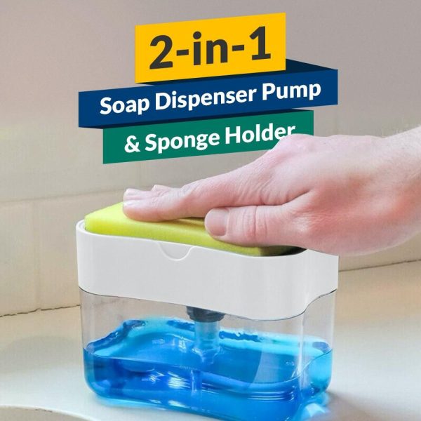 2 in 1 Soap Dispenser Pump and Sponge Caddy Portable Manual Press Dish Liquid Soap Holder - Image 5