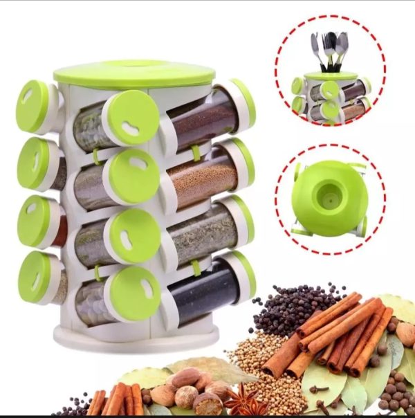 16Pcs Spice Rack with Cutlery Stand 3