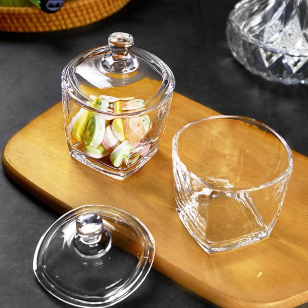 Heavy Crystal Glass Bowl Candy Jar Clear Bowl Dish Sugar Container Lid Decorative Biscuit Buffet Transparent Box Wedding Covered Cookie Jewelry - Image 3