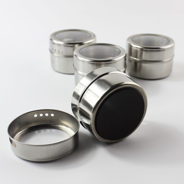 4 PCS Stainless Steel Magnetic Base Condiments Spice Rack Set 5