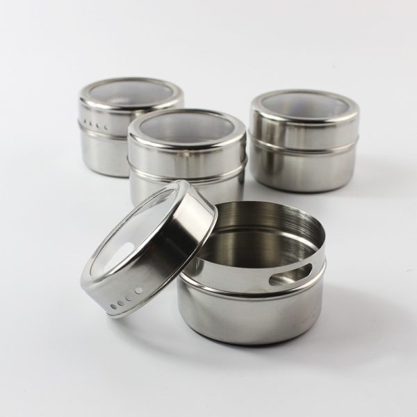 4 PCS Stainless Steel Magnetic Base Condiments Spice Rack Set 6