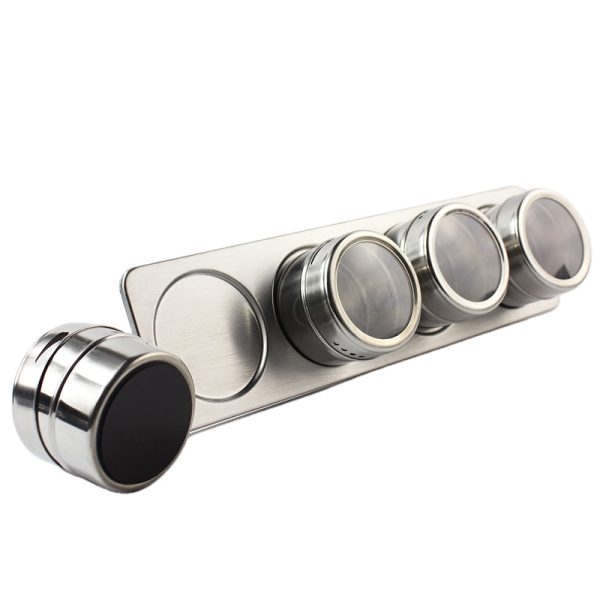 4 PCS Stainless Steel Magnetic Base Condiments Spice Rack Set