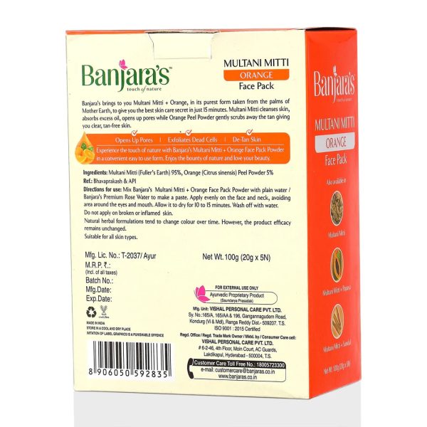 Banjaras Multani Mitti Orange Face Pack Powder 3