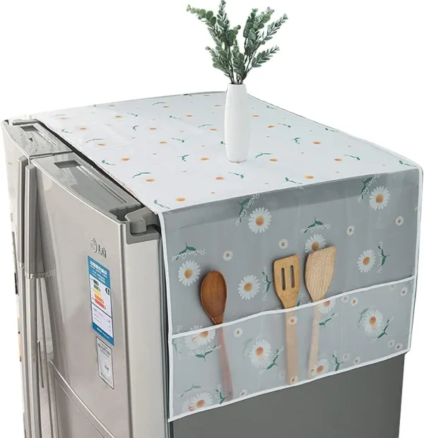 Waterproof Fridge Cover Dust Proof PEVA Refrigerator Storage Cover - Random Design - Image 3