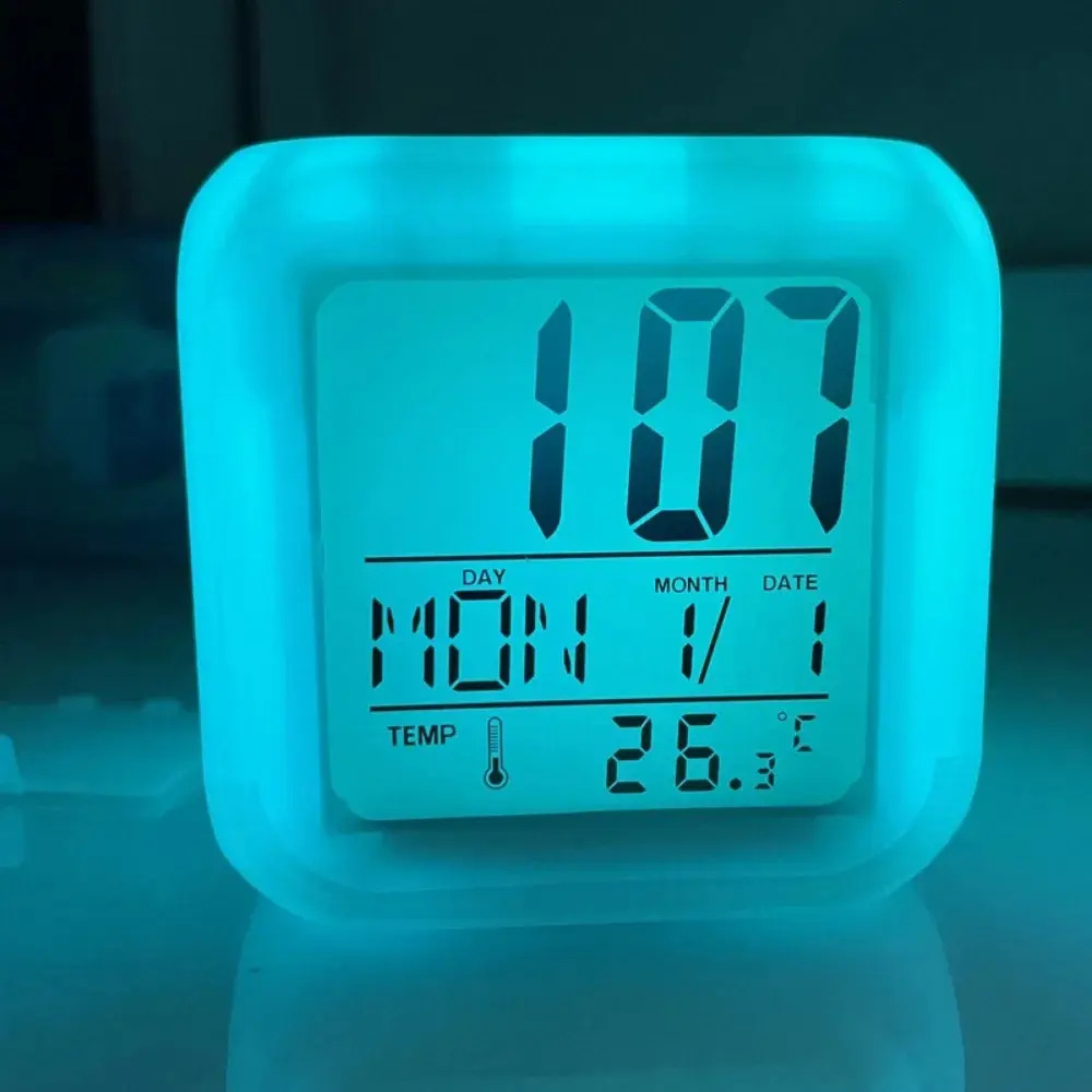 Color Change LED Alarm Clock & Night Light Digital Display Touch Activated Date & Time Without Battery Color Change LED Alarm Clock & Night Light Digital Display Touch Activated Date & Time Without Battery - Image 5