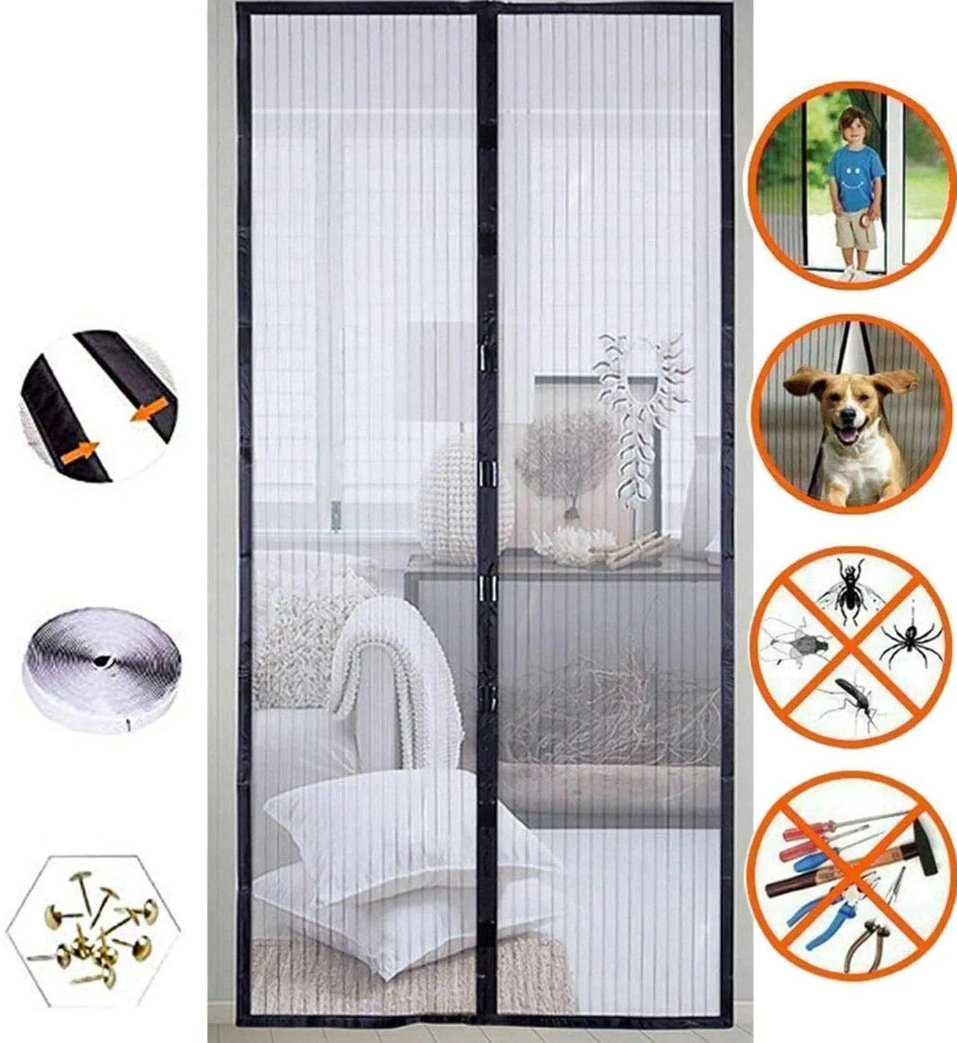 Magic Mesh Hands-Free Screen Door – Auto Closing Magnetic Mesh for Fresh Air & Bug Protection Magic Mesh Hands-Free Screen Door – Auto Closing Magnetic Mesh for Fresh Air & Bug Protection - Image 2