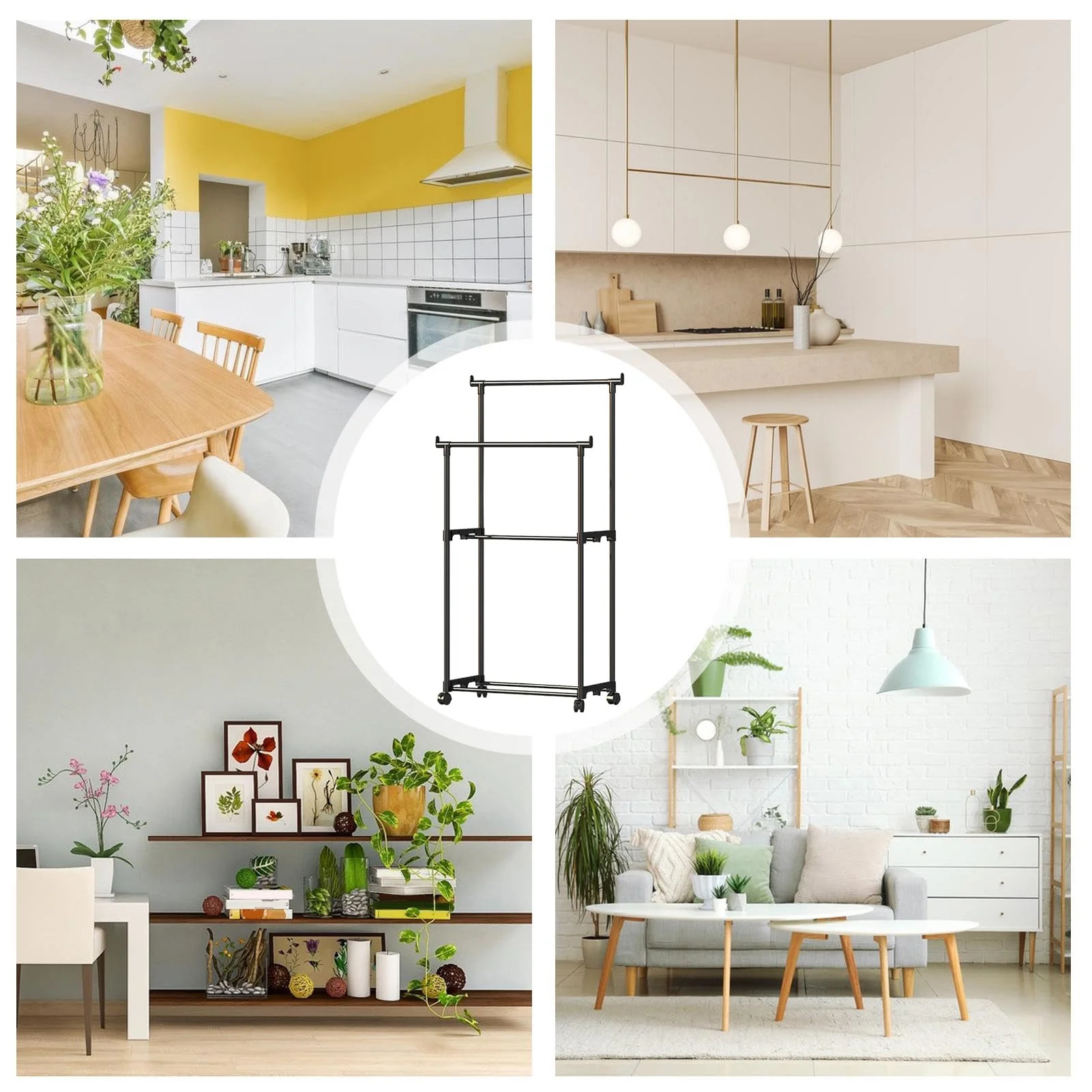 Double Pole Clothes Rack - Multi Purpose Movable Floor Standing Coat Storage Storage with Wheels | Perfect for Bedroom, Laundry & More Double Pole Clothes Rack - Multi Purpose Movable Floor Standing Coat Storage Storage with Wheels | Perfect for Bedroom, Laundry & More - Image 6