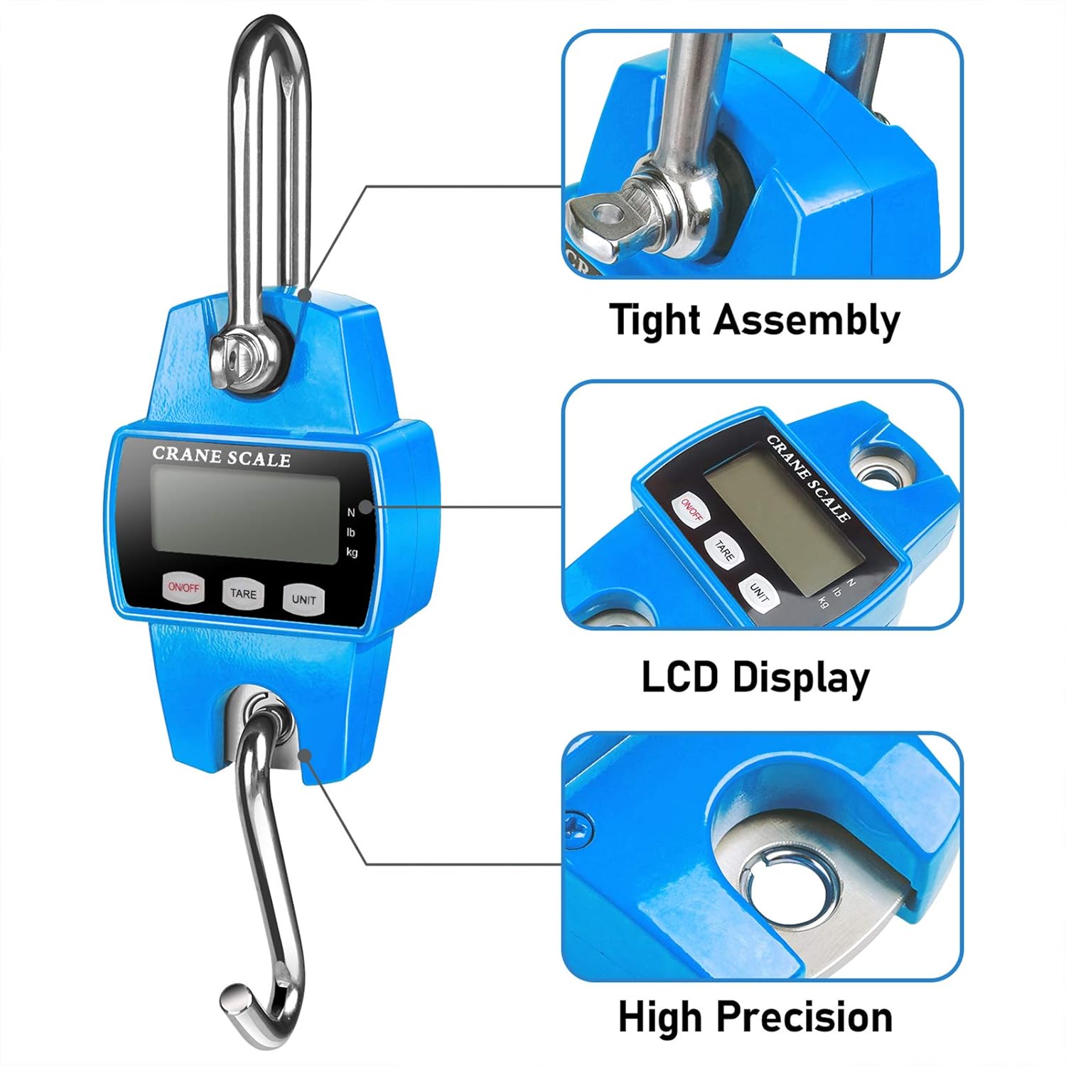 300kg Electronic Crane Scale Digital Hanging Hook Balance with LCD Display – Heavy Duty Stainless Steel 300kg Electronic Crane Scale Digital Hanging Hook Balance with LCD Display – Heavy Duty Stainless Steel - Image 3