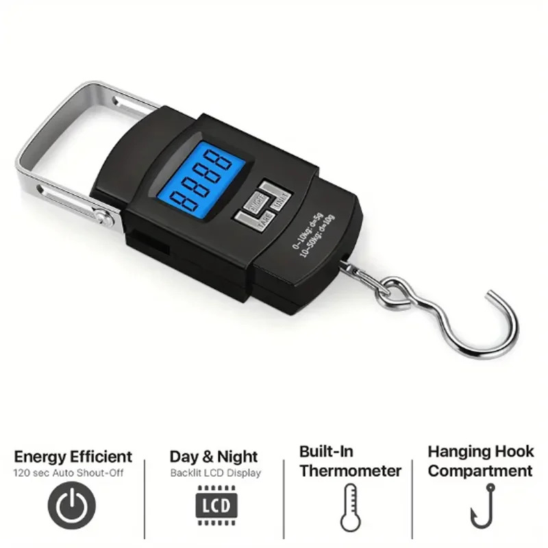 50kg Electronic Digital Hanging Scale with Hook - Luggage, Fishing & Travel Weight Scale 50kg Electronic Digital Hanging Scale with Hook - Luggage, Fishing & Travel Weight Scale - Image 2