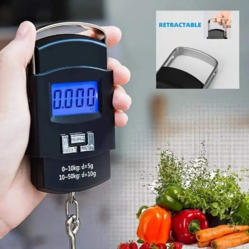 50kg Electronic Digital Hanging Scale with Hook - Luggage, Fishing & Travel Weight Scale 50kg Electronic Digital Hanging Scale