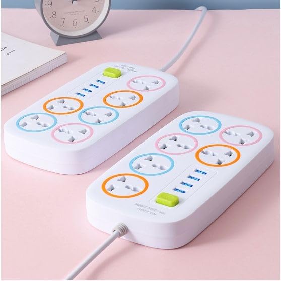 Universal Extension Cord with USB Ports - 6 Outlet and 4 USB Multi Function Socket - 2M Universal Extension Cord with USB Ports -  6 Outlet and 4 USB Multi Function Socket - 2M - Image 4