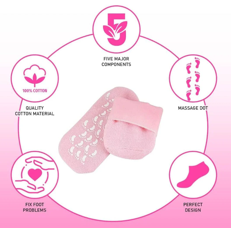 2 Pcs Reusable Spa Gel Socks for Cracked Heels & Dry Feet - Silicone Moisturizing Foot Care Socks for Soft & Smooth Feet 2 Pcs Reusable Spa Gel Socks for Cracked Heels & Dry Feet - Silicone Moisturizing Foot Care Socks for Soft & Smooth Feet - Image 5