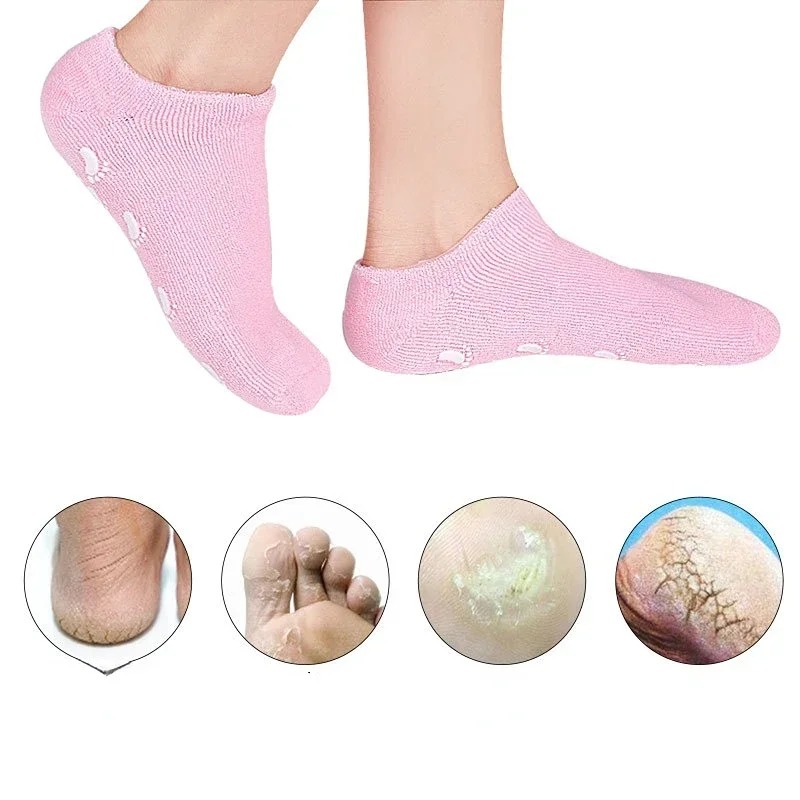 2 Pcs Reusable Spa Gel Socks for Cracked Heels & Dry Feet - Silicone Moisturizing Foot Care Socks for Soft & Smooth Feet 2 Pcs Reusable Spa Gel Socks