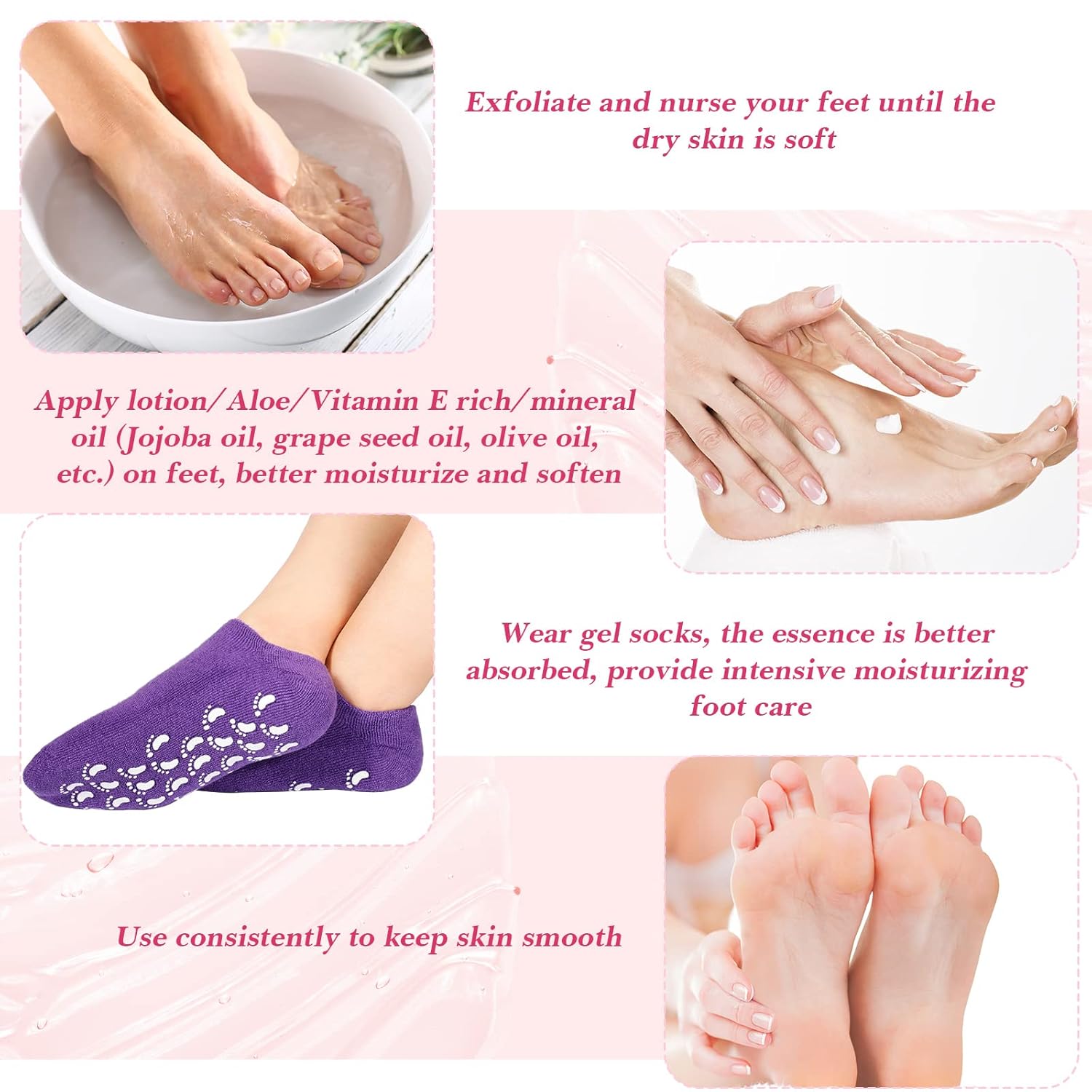 2 Pcs Reusable Spa Gel Socks for Cracked Heels & Dry Feet - Silicone Moisturizing Foot Care Socks for Soft & Smooth Feet 2 Pcs Reusable Spa Gel Socks for Cracked Heels & Dry Feet - Silicone Moisturizing Foot Care Socks for Soft & Smooth Feet - Image 7