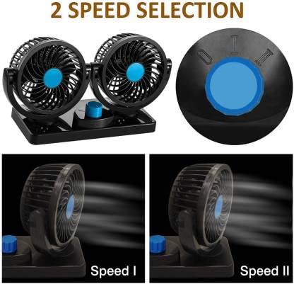 Mitchell Dual Head Vehicle Fan | 360° Rotatable 12V Cooling Fan for Dashboard with 2-Speed Control Mitchell Dual Head Vehicle Fan | 360° Rotatable 12V Cooling Fan for Dashboard with 2-Speed Control - Image 2