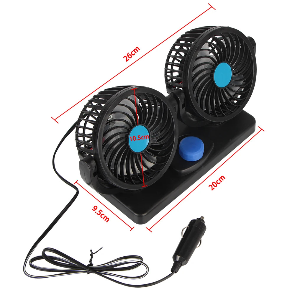Mitchell Dual Head Vehicle Fan | 360° Rotatable 12V Cooling Fan for Dashboard with 2-Speed Control Mitchell Dual Head Vehicle Fan | 360° Rotatable 12V Cooling Fan for Dashboard with 2-Speed Control - Image 4