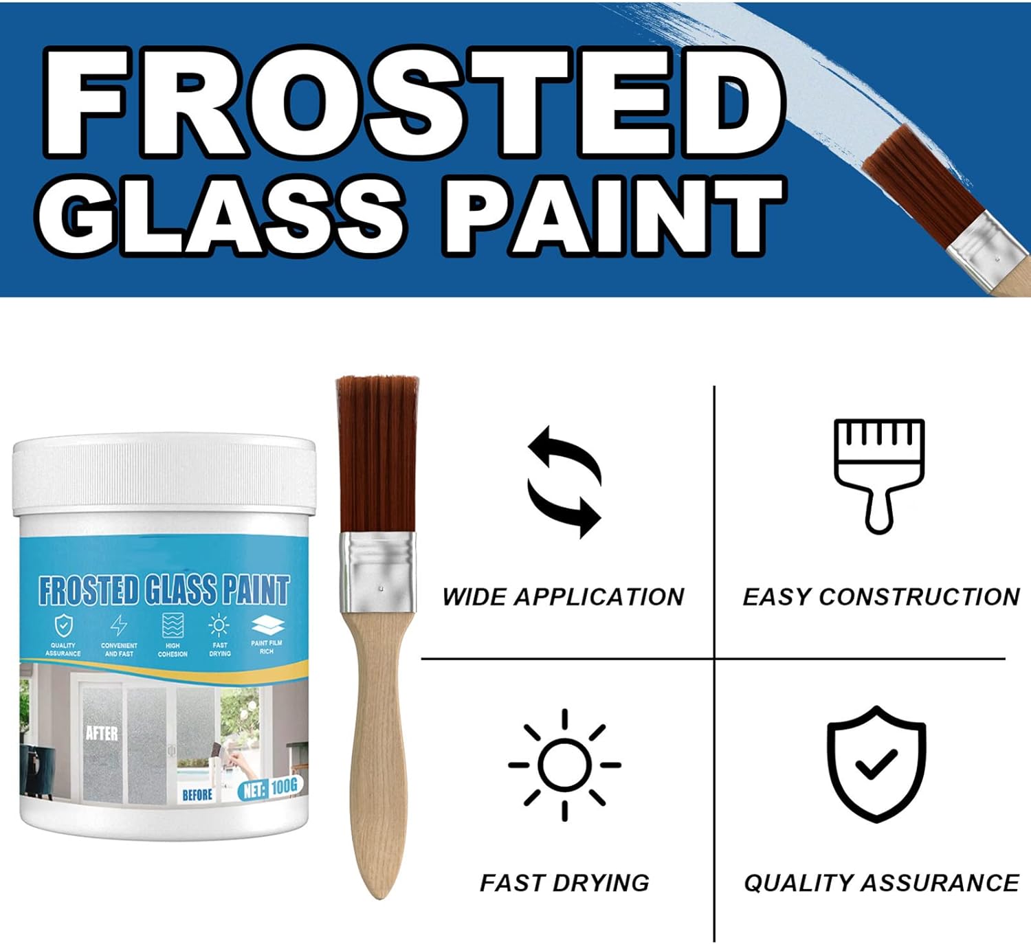 Frosted Glass Paint 300g – Privacy Window Frosting Water-Based Quick Dry Adhesion for Home & Office Glass Frosted Glass Paint 300g – Privacy Window Frosting Water-Based Quick Dry Adhesion for Home & Office Glass - Image 4