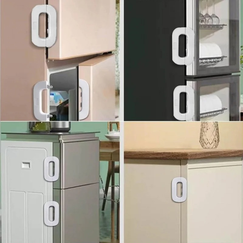 Refrigerator Child Safety Lock for Fridge & Freezer - Two-Finger Adult Operation Strong Adhesive Toddler Cabinet Lock Refrigerator Child Safety Lock for Fridge & Freezer - Two-Finger Adult Operation Strong Adhesive Toddler Cabinet Lock - Image 4