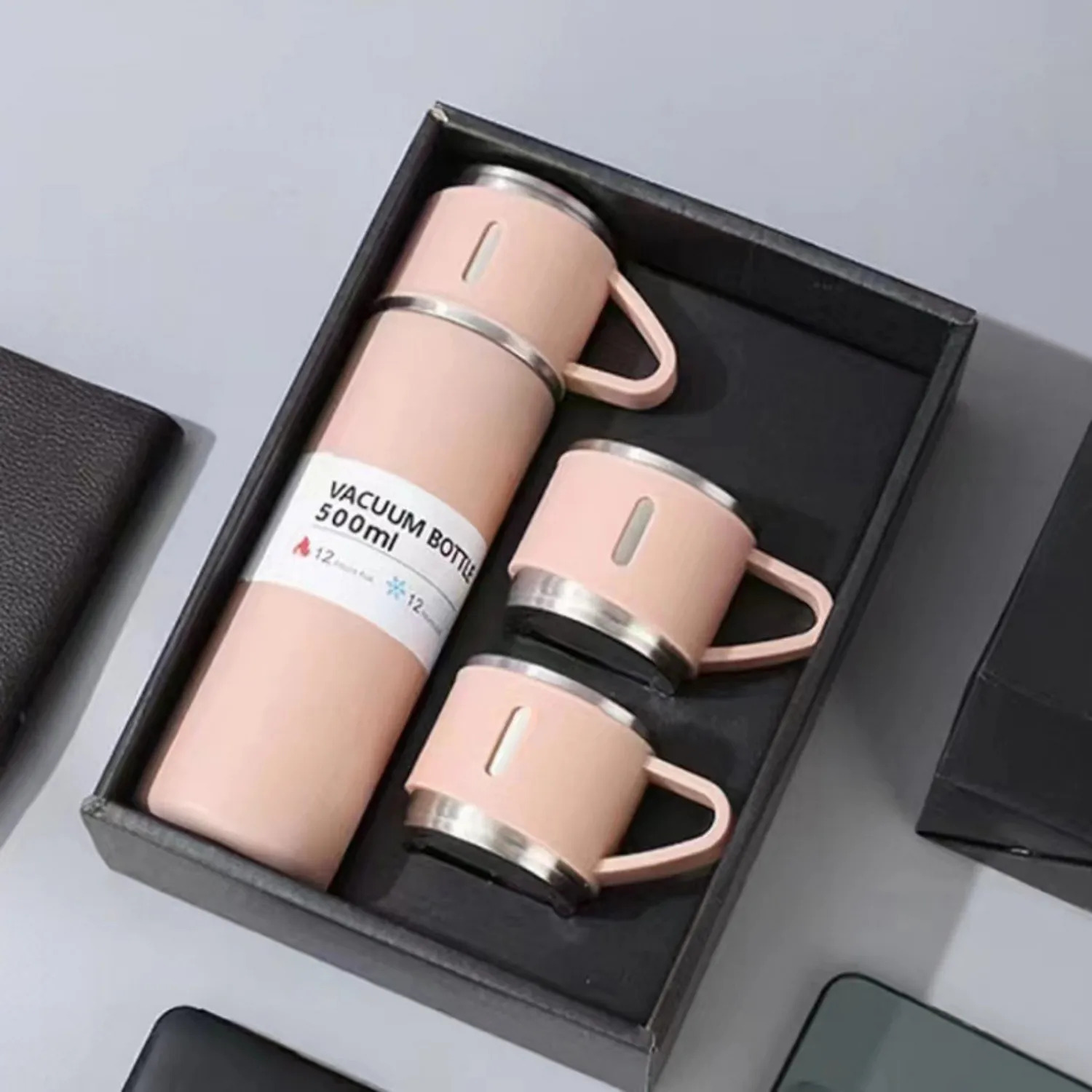 500ml Stainless Steel Vacuum Flask Set with 3 Cups – Insulated Thermos Bottle for Travel, Office & Outdoor Use - Random Colors 500ml Stainless Steel Vacuum Flask Set with 3 Cups – Insulated Thermos Bottle for Travel, Office & Outdoor Use - Random Colors - Image 7