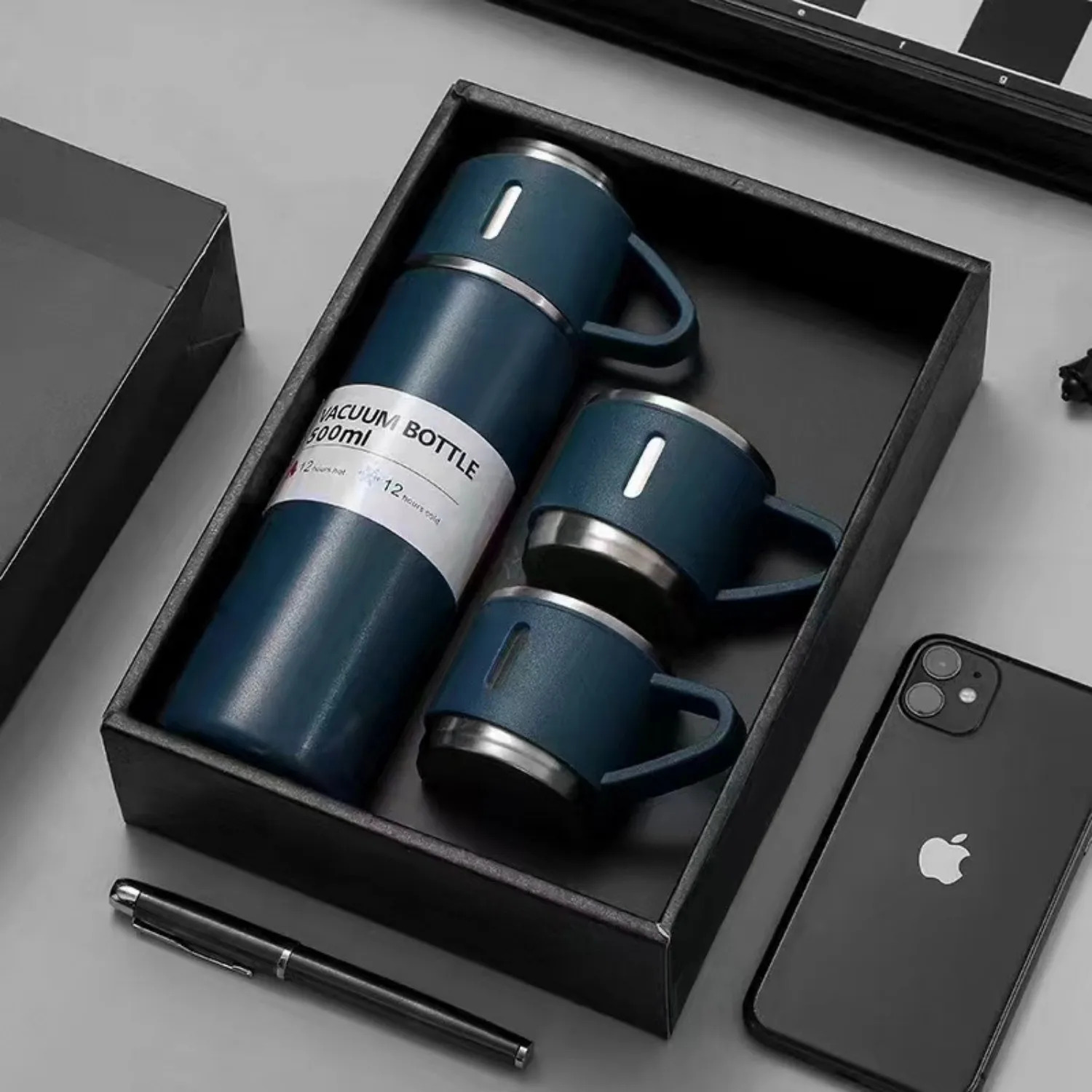 500ml Stainless Steel Vacuum Flask Set with 3 Cups – Insulated Thermos Bottle for Travel, Office & Outdoor Use - Random Colors 500ml Stainless Steel Vacuum Flask Set with 3 Cups – Insulated Thermos Bottle for Travel, Office & Outdoor Use - Random Colors - Image 8