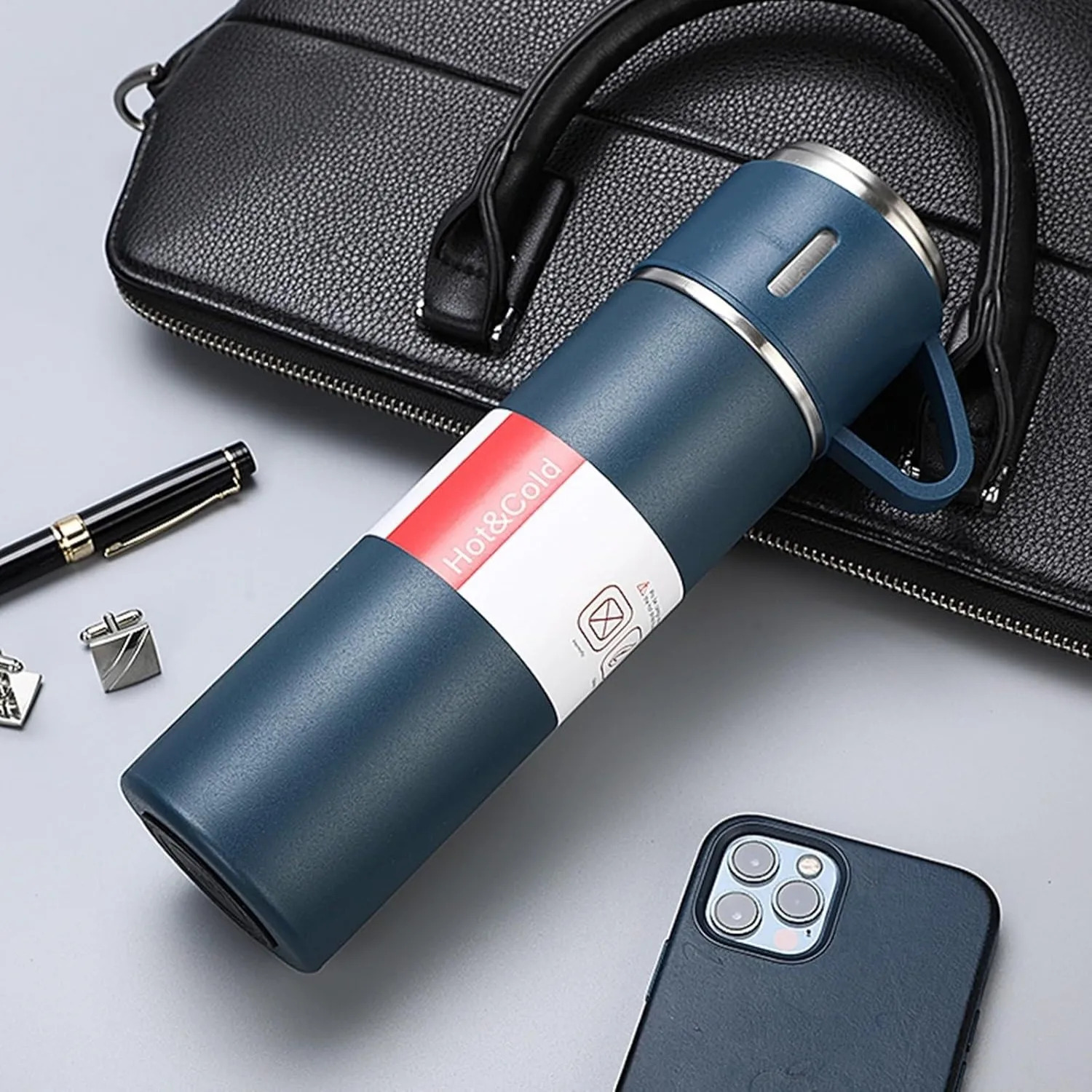 500ml Stainless Steel Vacuum Flask Set with 3 Cups – Insulated Thermos Bottle for Travel, Office & Outdoor Use - Random Colors 500ml Stainless Steel Vacuum Flask Set with 3 Cups – Insulated Thermos Bottle for Travel, Office & Outdoor Use - Random Colors - Image 4