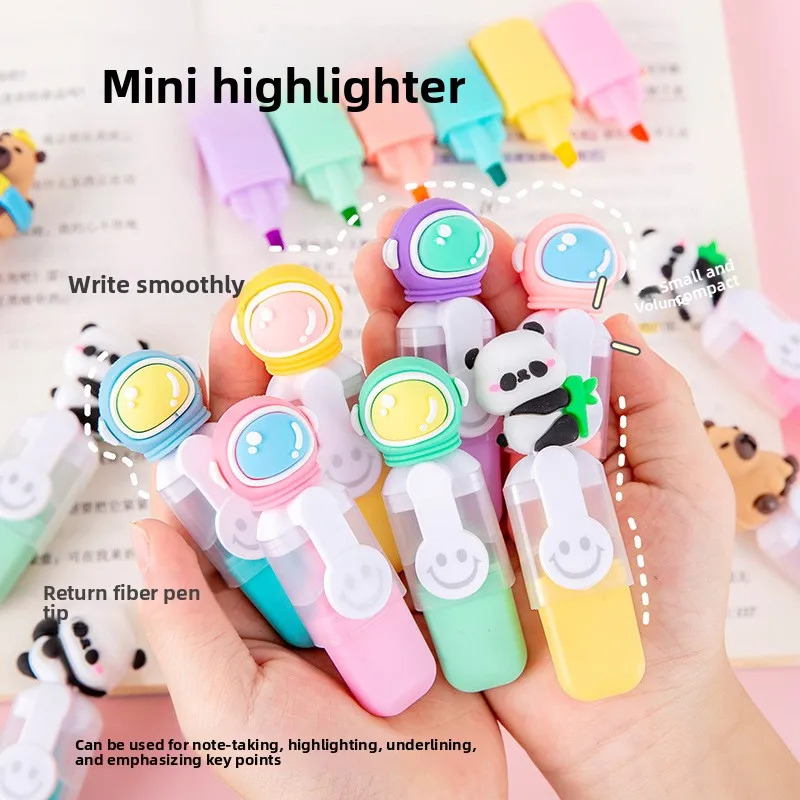 Cute Mini Highlighter Set 6pcs – Mini Marker Pens for Kids School Stationery Cute Mini Highlighter Set 6pcs – Mini Marker Pens for Kids School Stationery - Image 4