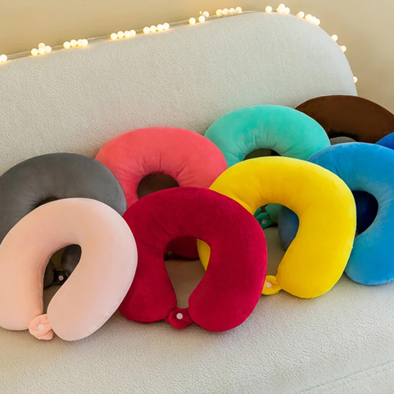 Portable U-Shape Travel Neck Pillow with PP Cotton Cervical Support Comfortable Soft Massage Pillow Portable U-Shape Travel Neck Pillow with PP Cotton Cervical Support Comfortable Soft Massage Pillow - Image 3