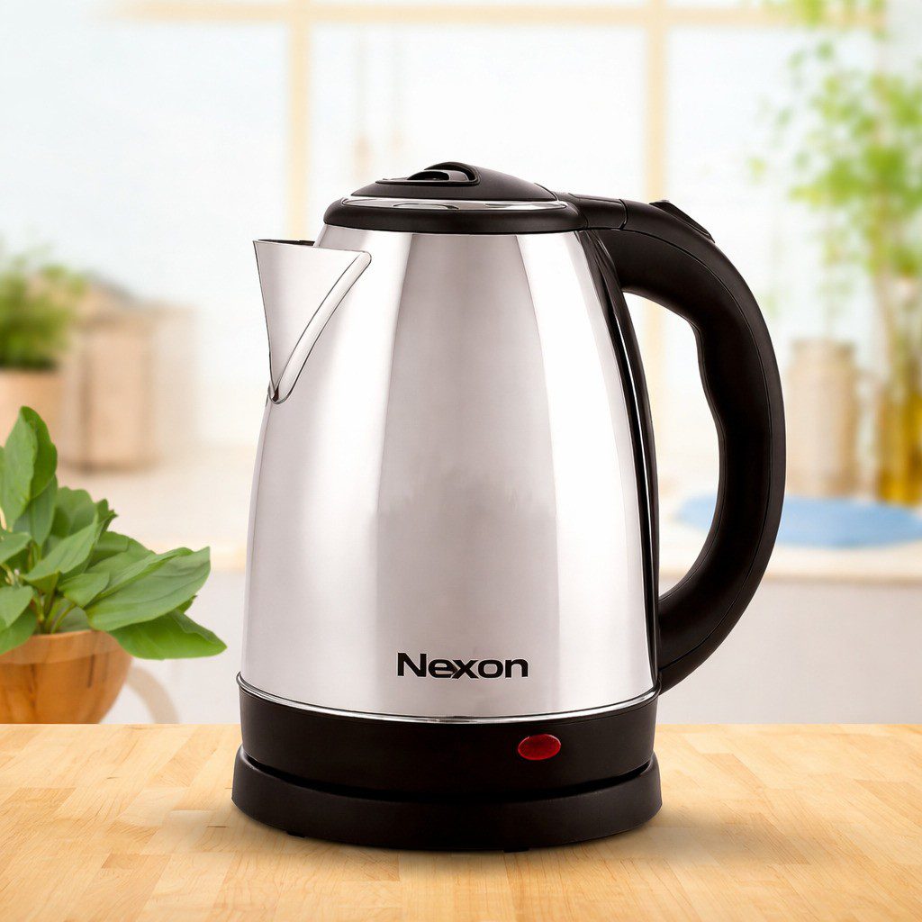 Nexon 1.8L Stainless Steel Cordless Electric Kettle 1500W – Fast Boil Automatic Shut-Off | Model NXCK-1166 Nexon 1.8L Stainless Steel Cordless Electric Kettle