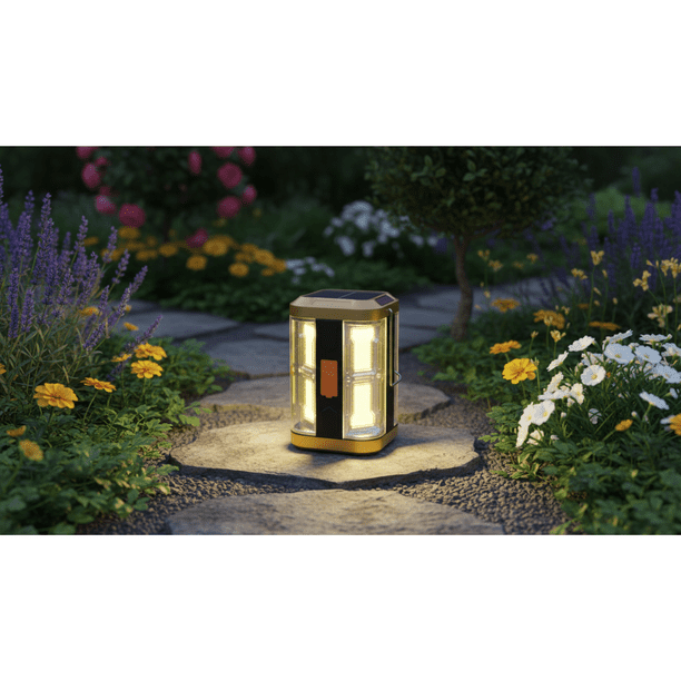 Solar LED Lamp with 4 Powerful Warm Lights & Integrated Solar Panel - Outdoor Camping Waterproof Garden Light Solar LED Lamp with 4 Powerful Warm Lights & Integrated Solar Panel - Outdoor Camping Waterproof Garden Light - Image 2